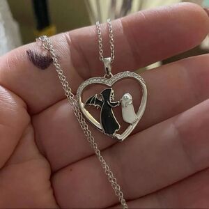 Skull & Ghost Sterling Silver CZ Necklace